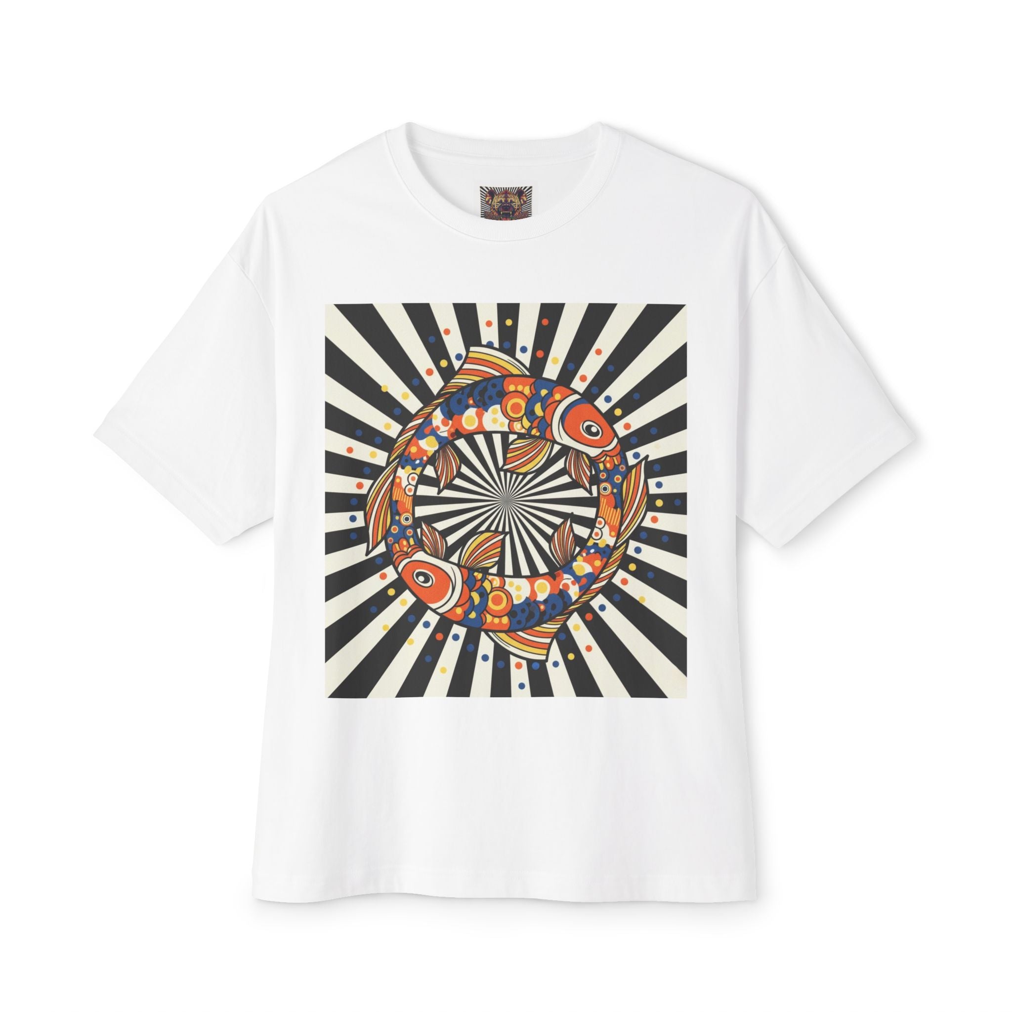 Colorful Fish Oversized Boxy Tee - Unique Art Shirt for Casual Style