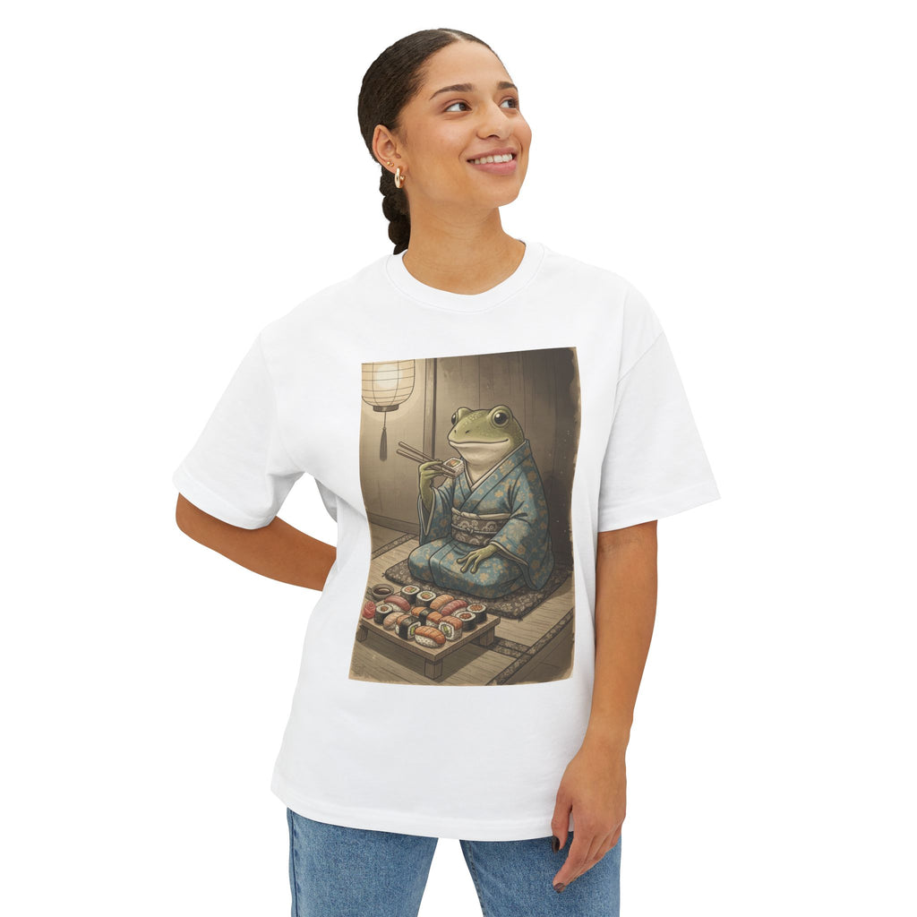 Frog Sushi Lover Oversized Tee – Funny Frog T-Shirt | Chuckle Designs