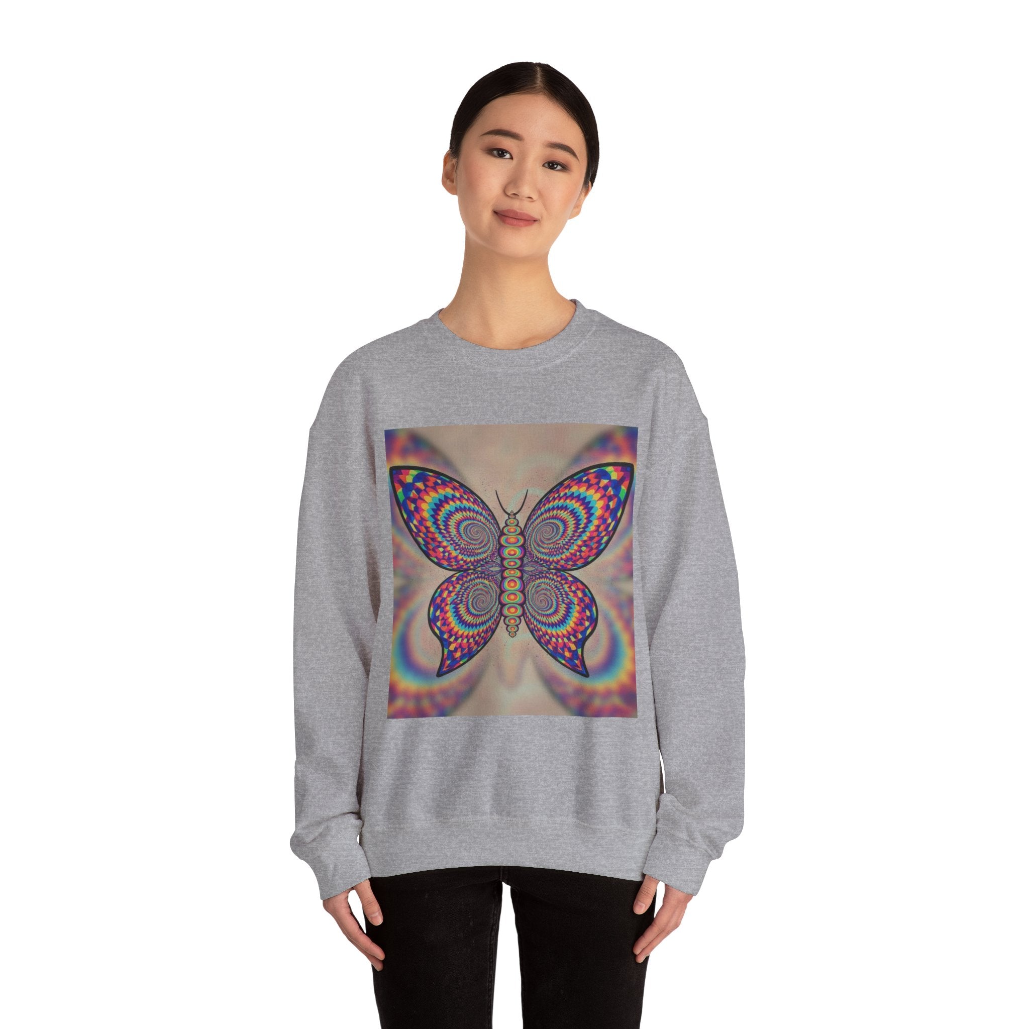 Psychedelic Butterfly Crewneck Sweatshirt for Nature Lovers