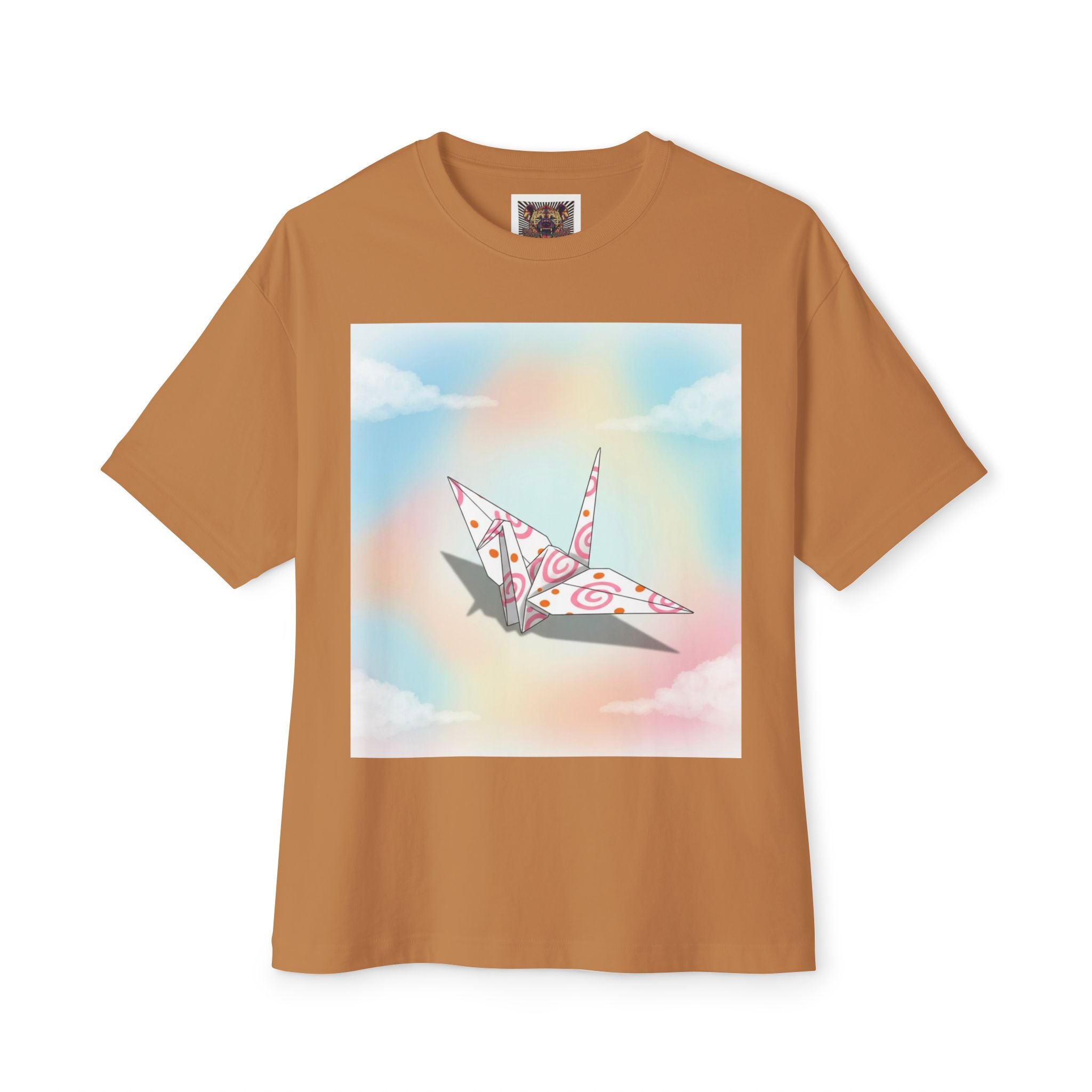 Whimsical Crane Artwork Oversized Tee