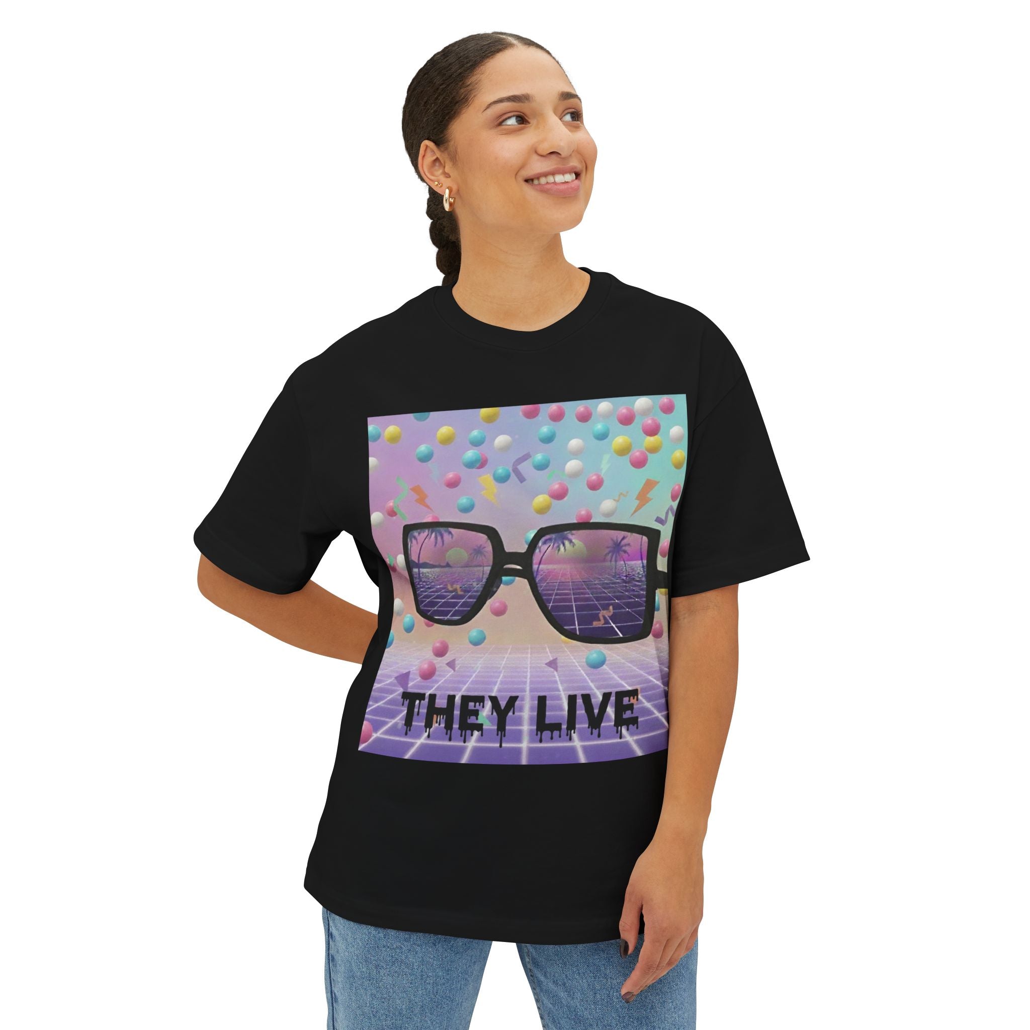 Retro Vibes Oversized Tee - 'They Live' Graphic T-Shirt