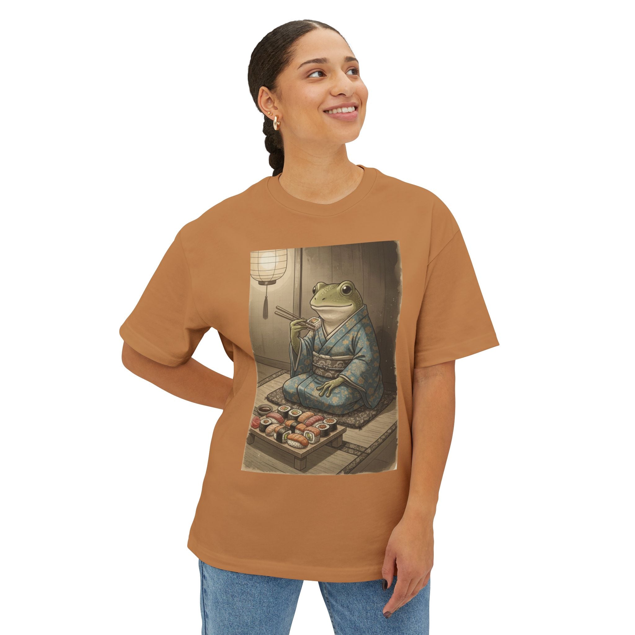 Frog Sushi Lover Oversized Tee – Funny Frog T-Shirt | Chuckle Designs
