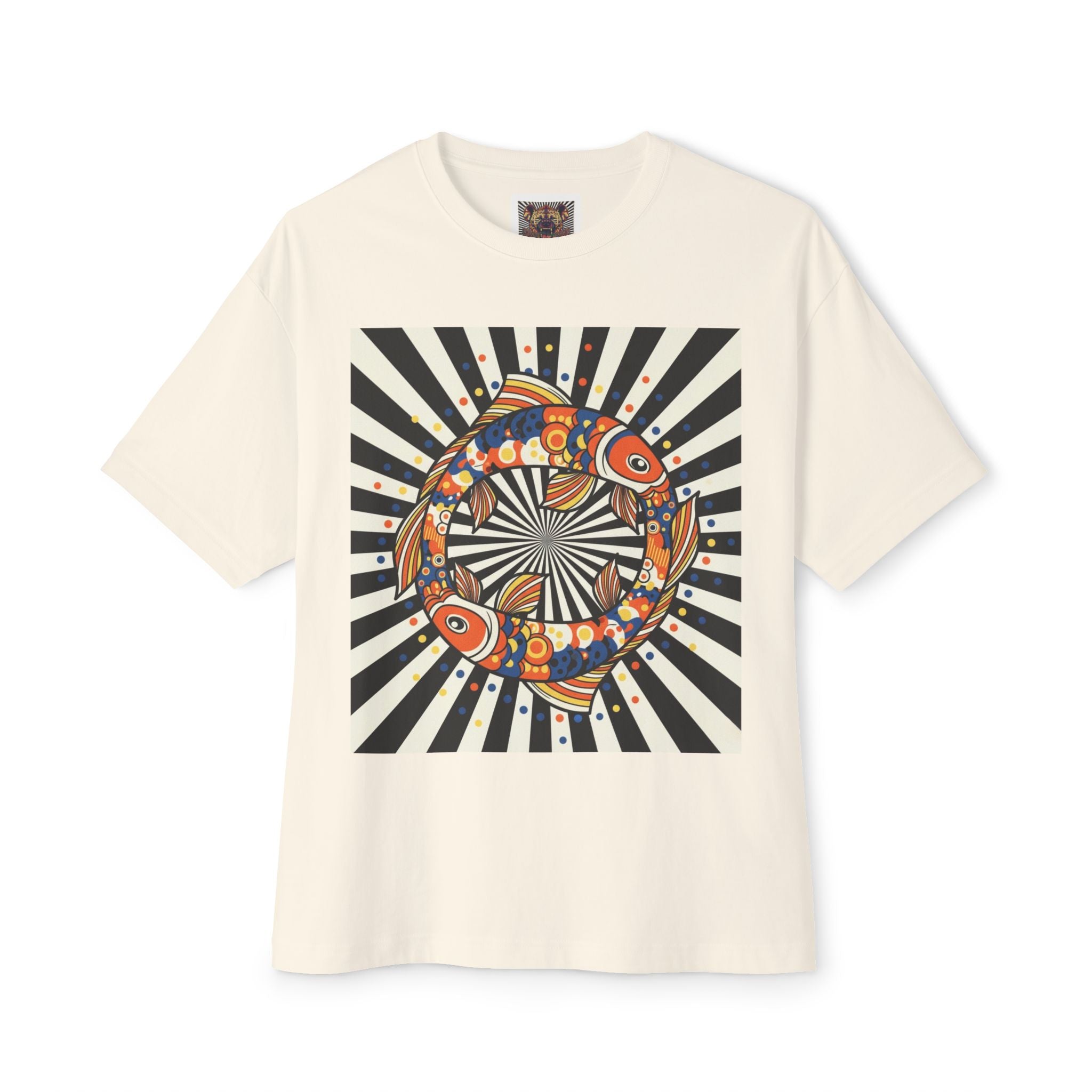 Colorful Fish Oversized Boxy Tee - Unique Art Shirt for Casual Style