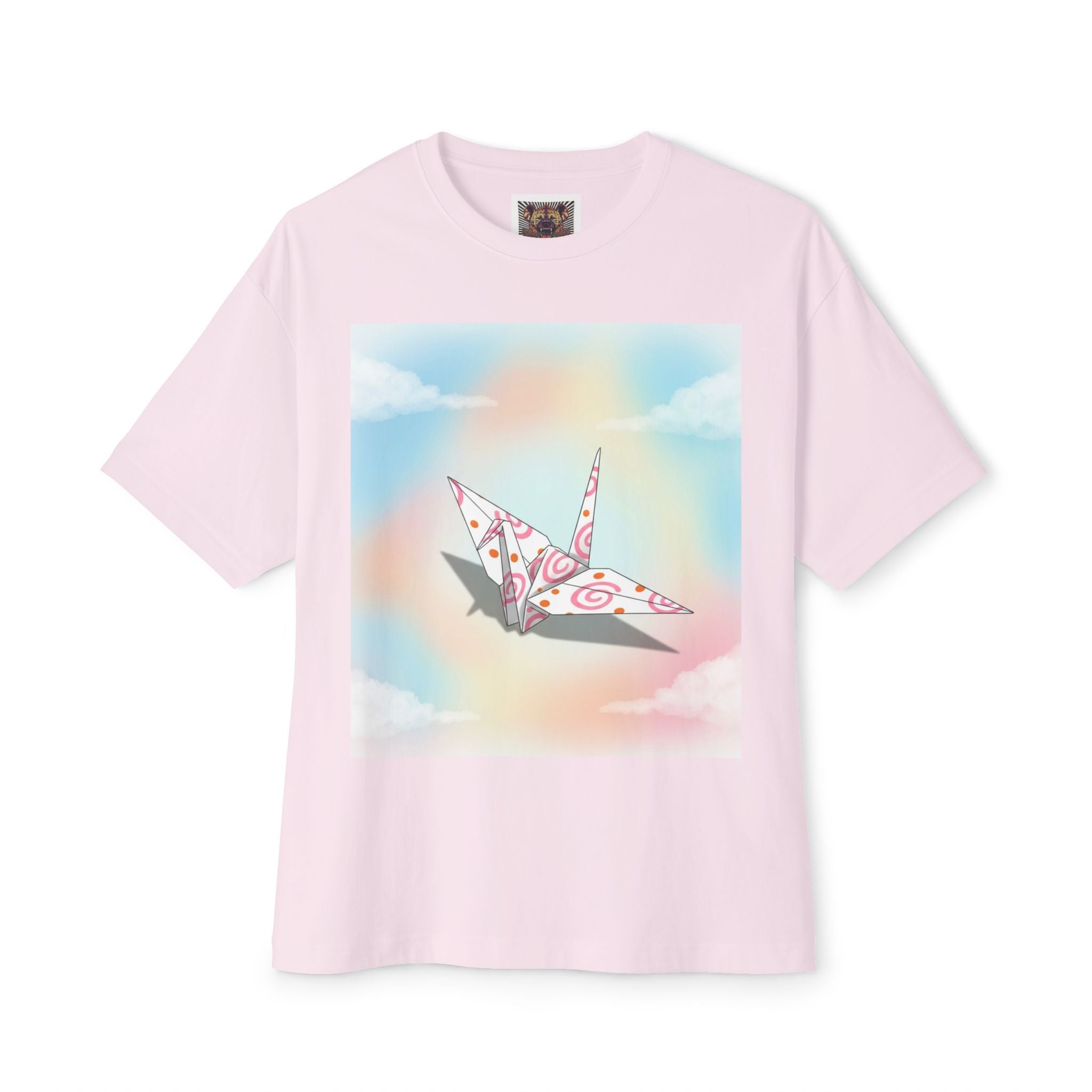 Whimsical Crane Artwork Oversized Tee
