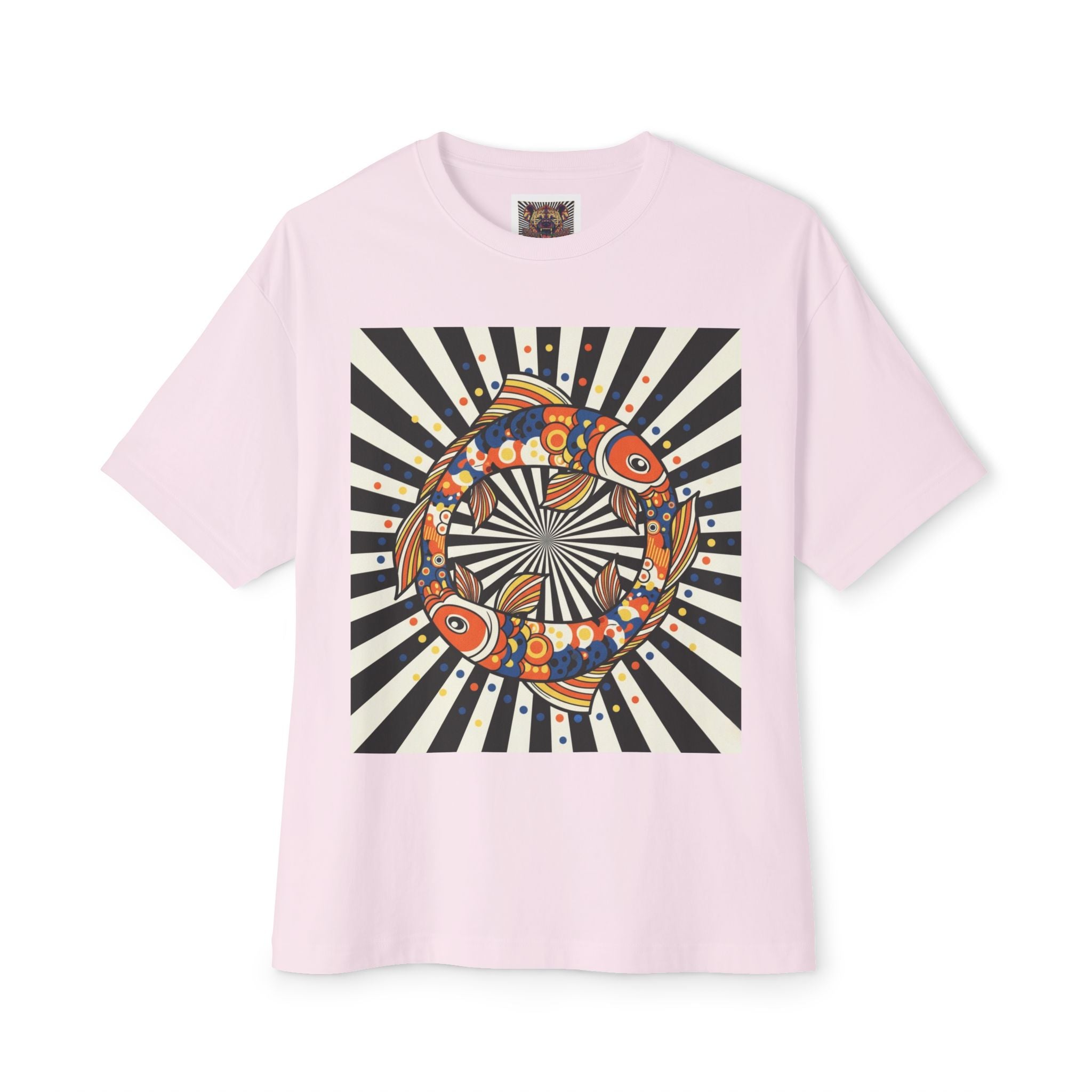 Colorful Fish Oversized Boxy Tee - Unique Art Shirt for Casual Style