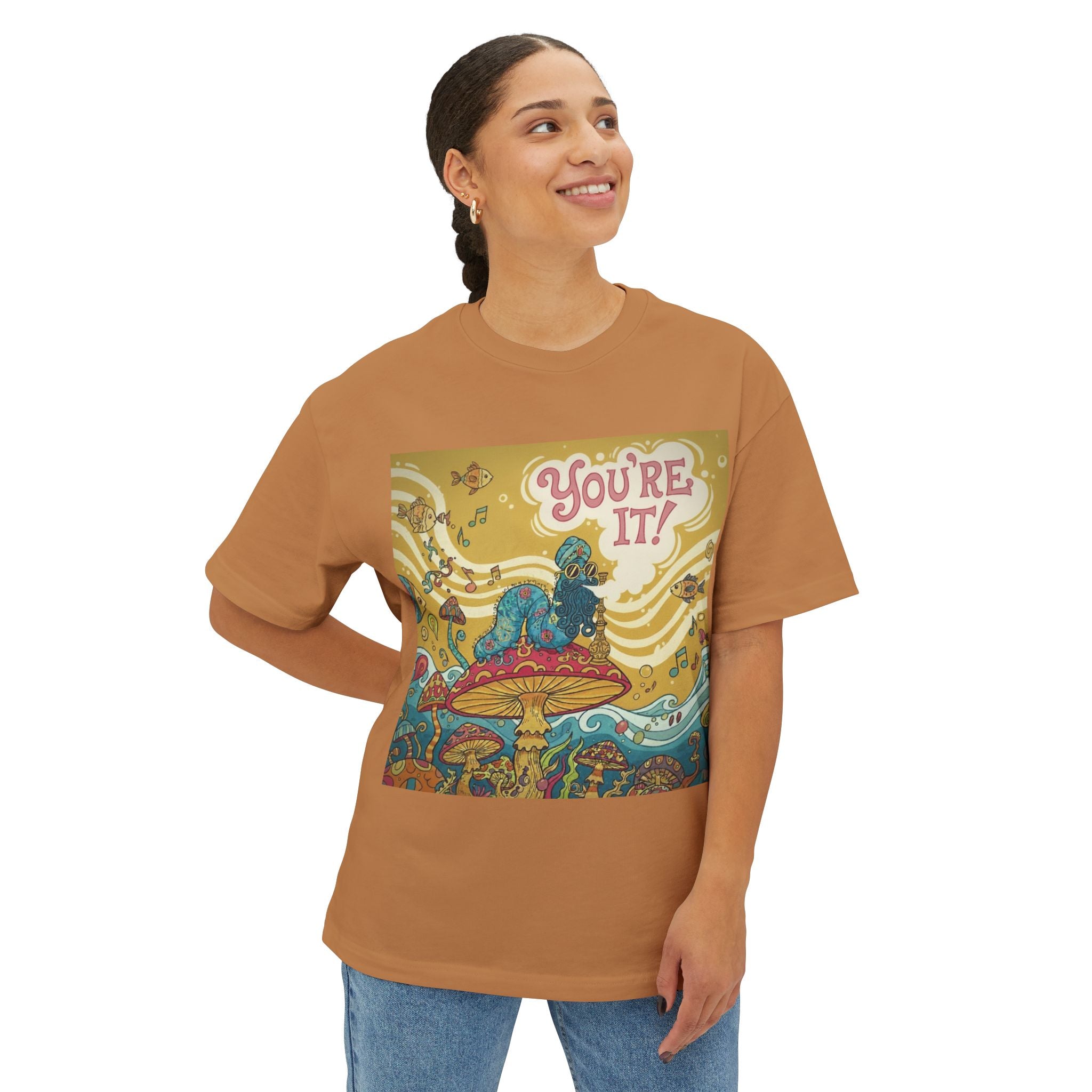 You're It! Unisex Oversized Boxy Tee - Colorful Mushroom & Fantasy Design