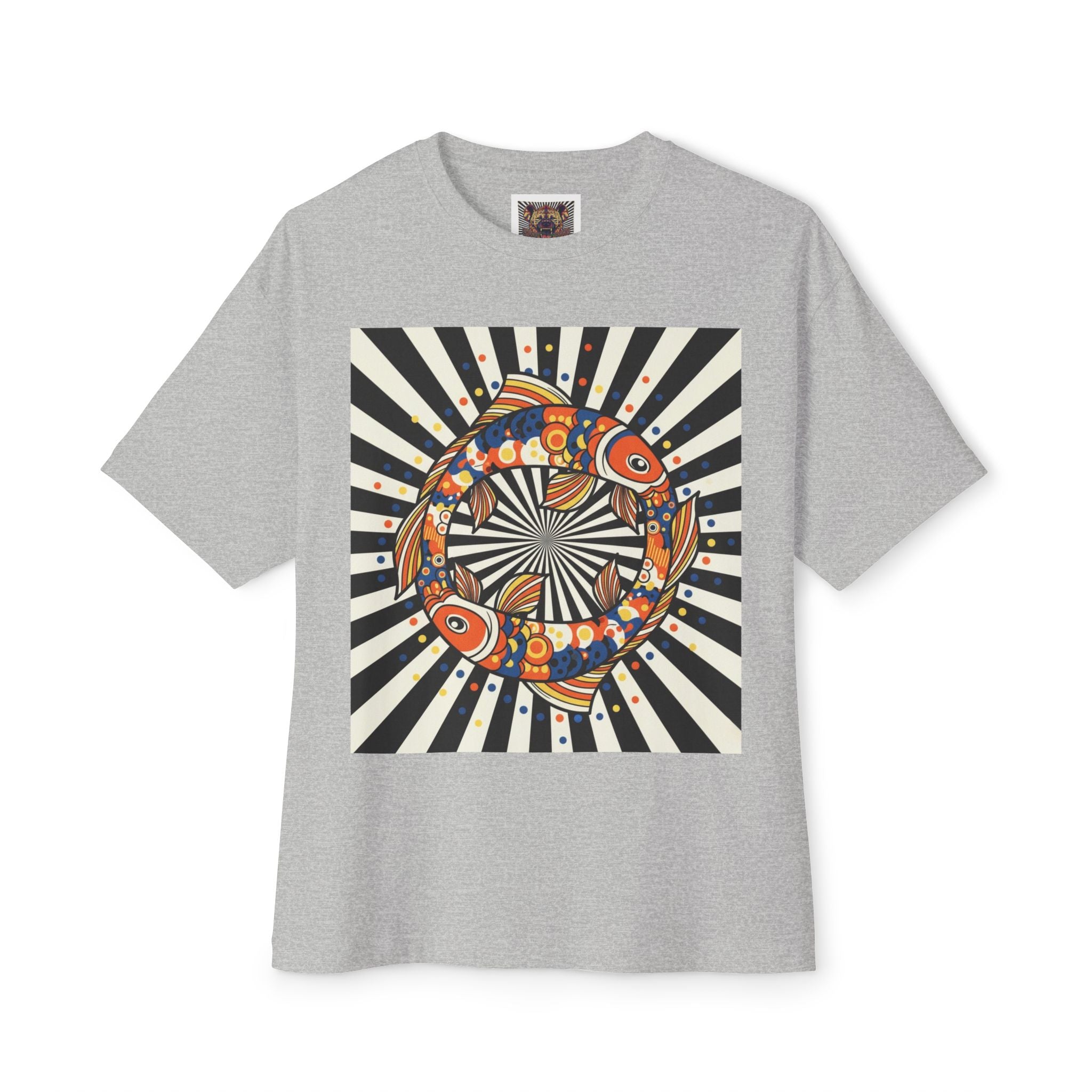 Colorful Fish Oversized Boxy Tee - Unique Art Shirt for Casual Style