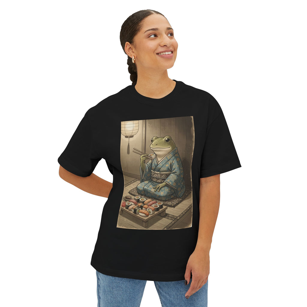 Frog Sushi Lover Oversized Tee – Funny Frog T-Shirt | Chuckle Designs
