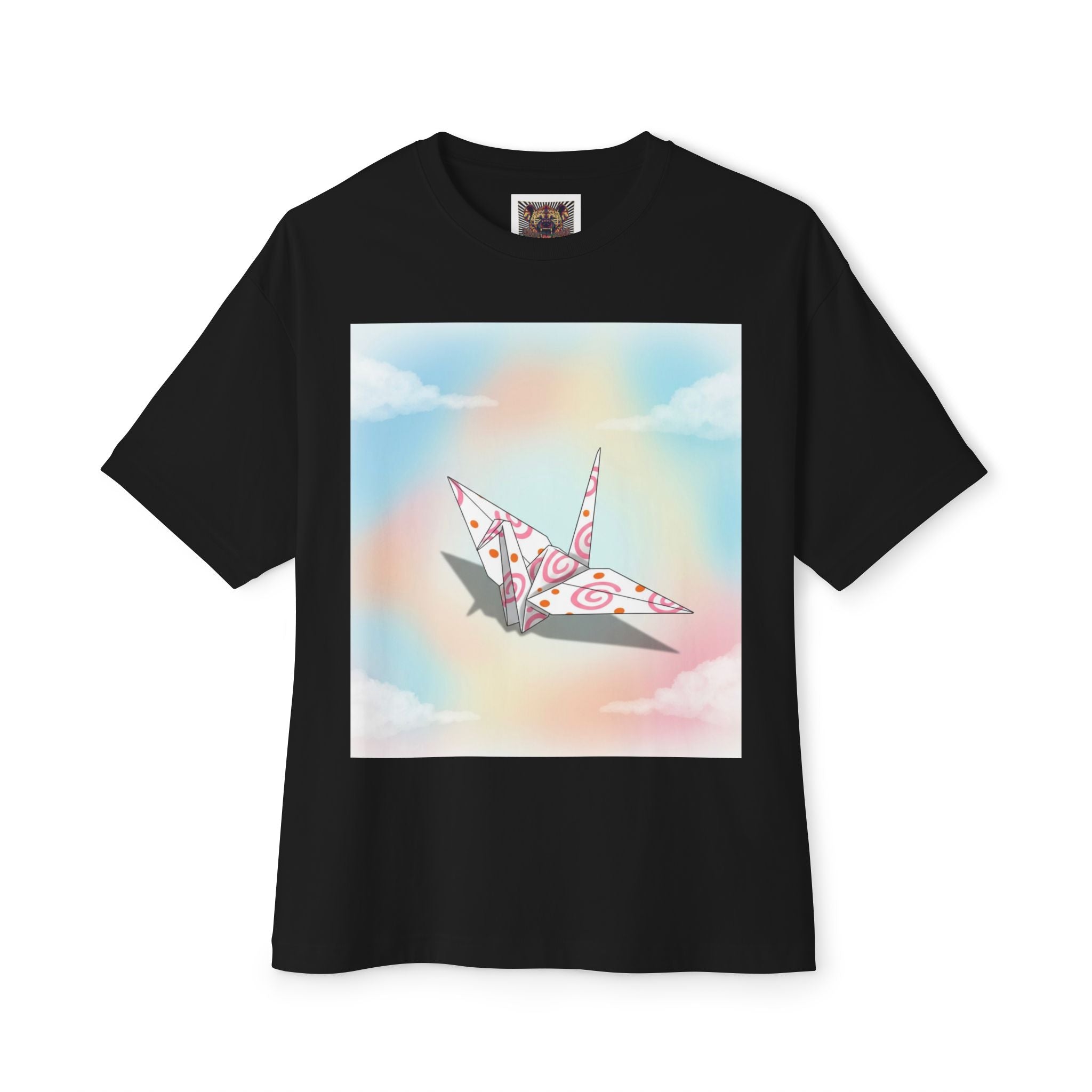 Whimsical Crane Artwork Oversized Tee