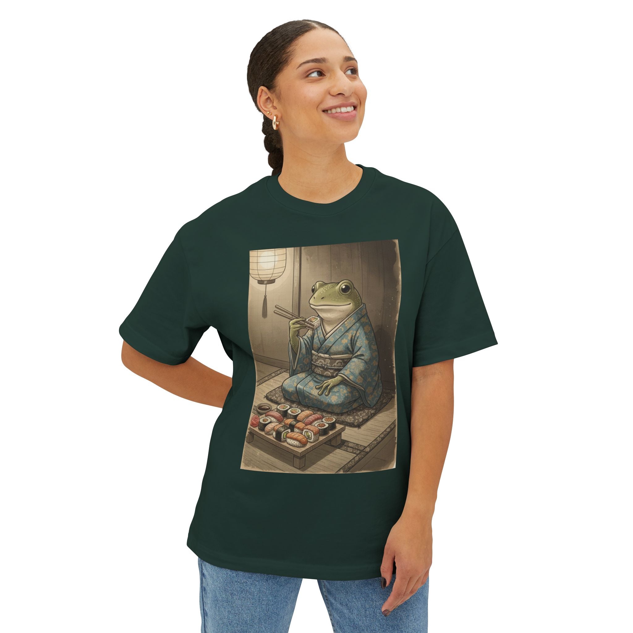 Frog Sushi Lover Oversized Tee – Funny Frog T-Shirt | Chuckle Designs