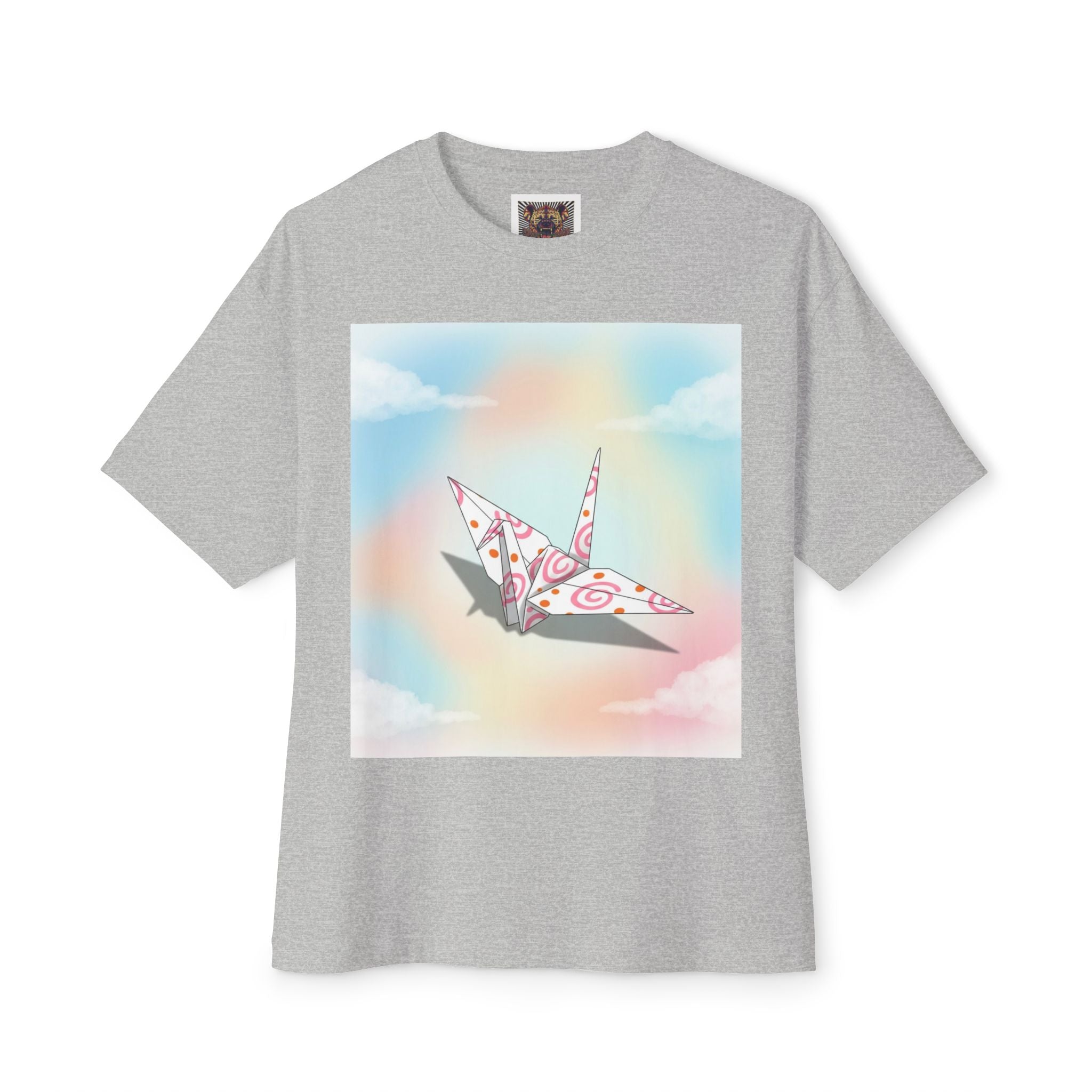 Whimsical Crane Artwork Oversized Tee